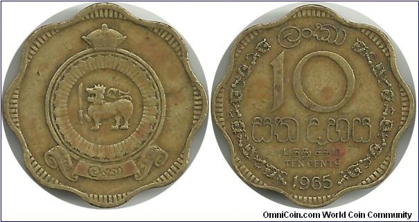 Ceylon 10 Cents 1965