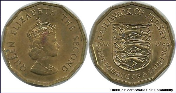 Jersey ¼ Shilling 1966 - 900th Anniversary of the Norman invasion of England and the Battle of Hastings