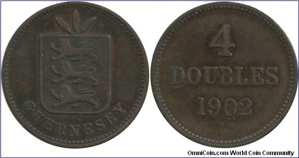 Guernesey 4 Doubles 1902H - King Edward VII (1901-1910)