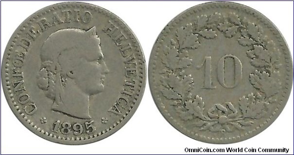 Switzerland 10 Rappen 1895B