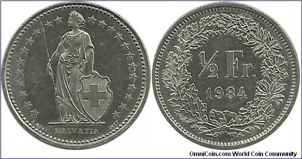 Switzerland ½ Franc 1984