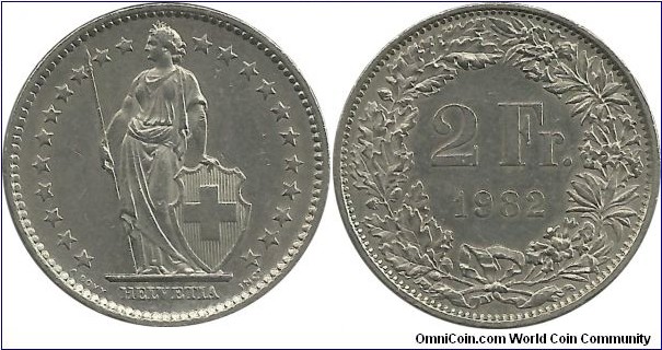 Switzerland 2 Francs 1982
