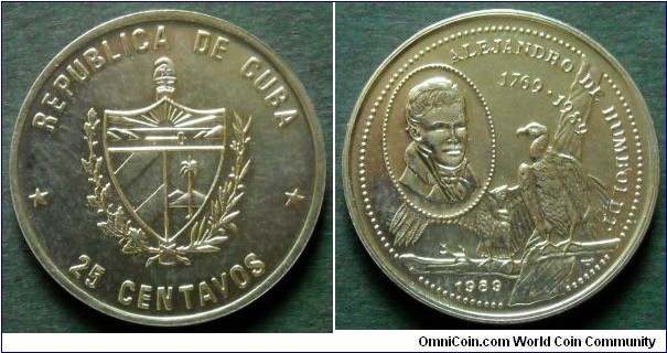 Cuba 25 centavos.
1989, Alexander von Humboldt