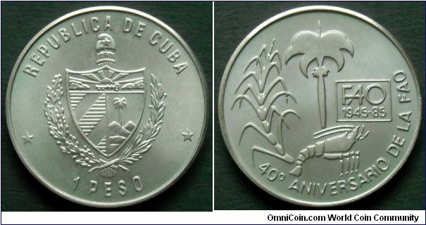Cuba 1 peso.
1985, 40th Anniversary of F.A.O.