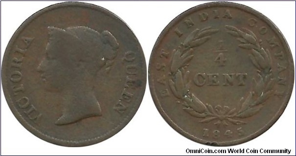 EastIndiaCompany ¼ Cent 1845