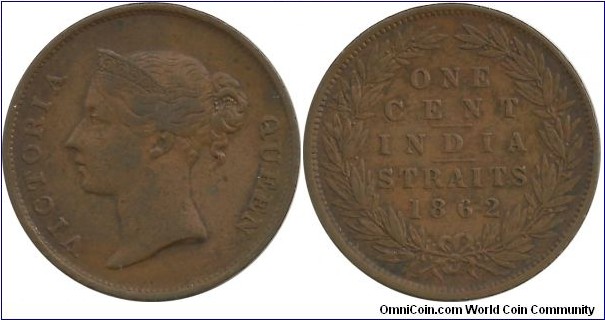 Straits-India 1 Cent 1862