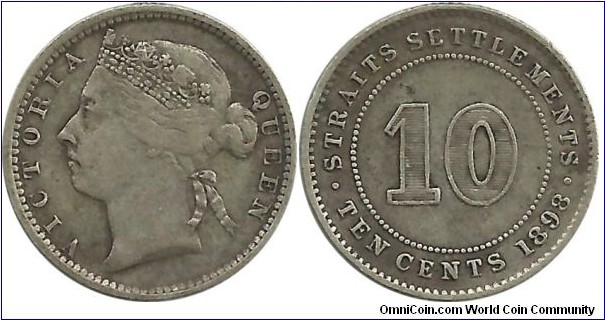 StraitsSettlements 10 Cents 1898