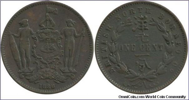 British NorthBorneo Co 1 Cent 1888H