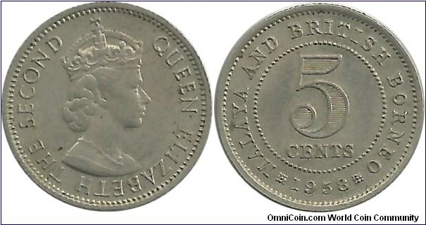 MalayaBritishBorneo 5 Cents 1958