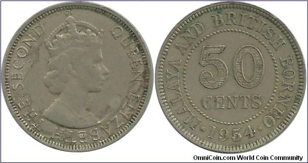MalayaBritishBorneo 50 Cents 1954
