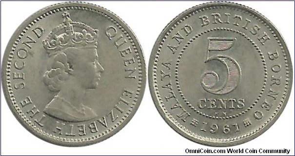 MalayaBritishBorneo 5 Cents 1961KN