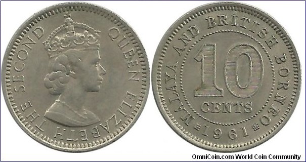 MalayaBritishBorneo 10 Cents 1961