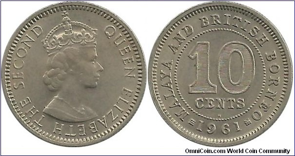 MalayaBritishBorneo 10 Cents 1961H