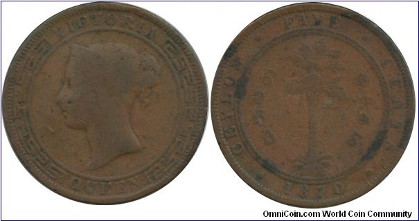 Ceylon-British 5 Cents 1870