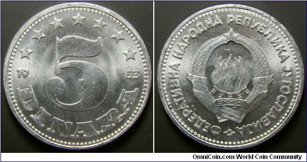Yugoslavia 1953 5 dinar. Weight: 1.71g. 