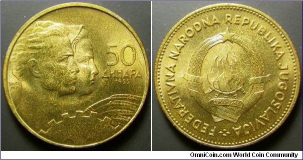 Yugoslavia 1955 50 dinar. Weight: 6.02g. 