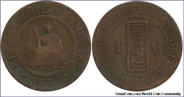 French Cochinchina 1 Cent 1879A