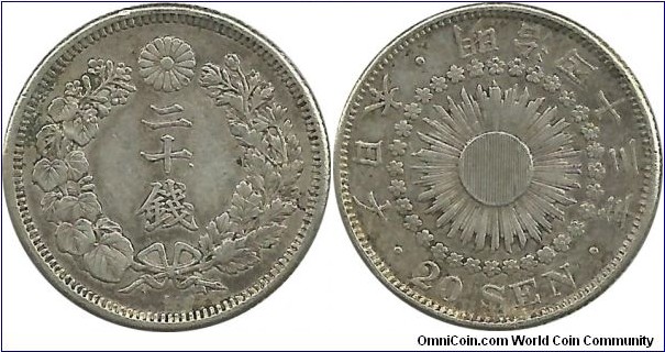 Japan 20 Sen Meiji-43 (1910)