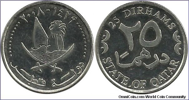 Qatar 25 Dirhams 1429-2008 - reduced size