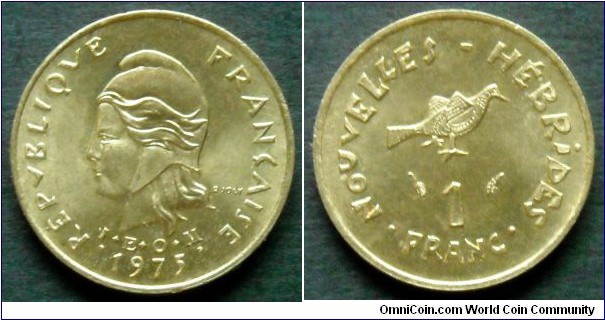 New Hebrides 1 franc.
1975 (I.E.O.M)