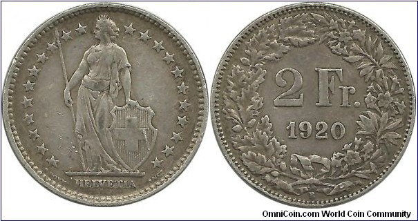 Switzerland 2 Francs 1920