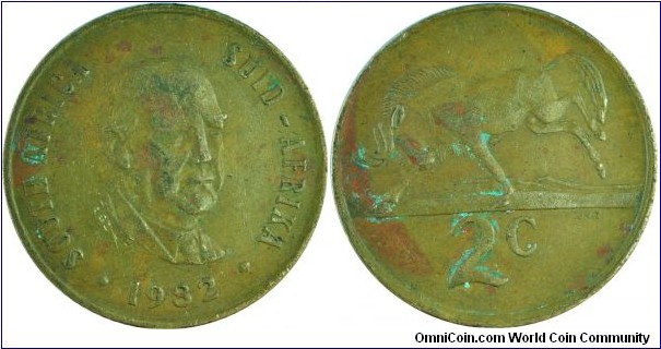 SouthAfrica2Cents-P.Vorster-km110-1982
