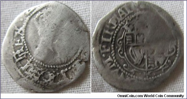 Charles I halfgrount, Obverse struck multiple times, mintmark on Obverse looks like a trinagle putting it at 1639-40