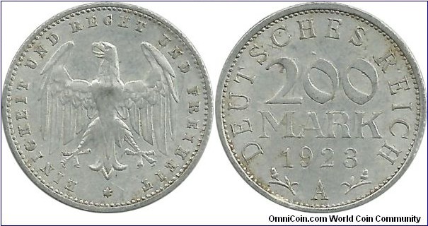 Germany Weimar  200 Mark 1923A