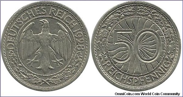 Germany Weimar 50 Reichspfennig 1928A