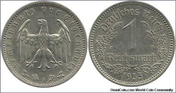 Germany-Nazi 1 Reichsmark 1935A