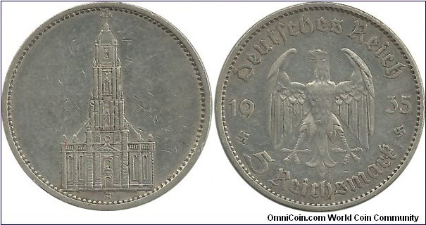 Germany-Nazi 5 Reichsmark 1935A
