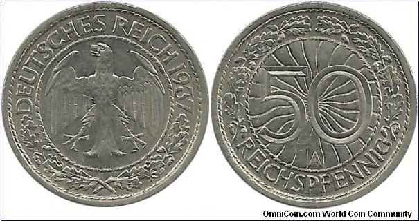 Germany-Nazi 50 Reichspfennig 1937A