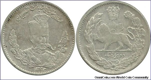 IranKingdom 2000 Dinar AH1323(1905) Muzaffereddin Shah