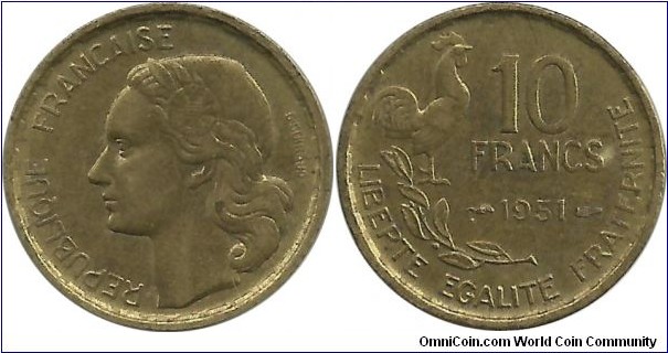 France 10 Francs 1951