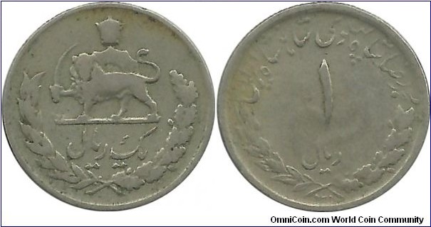 IranKingdom 1 Rial SH(13)31(1952) M. RezaShah