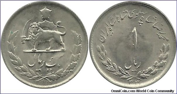 IranKingdom 1 Rial SH(13)33(1954) M. RezaShah