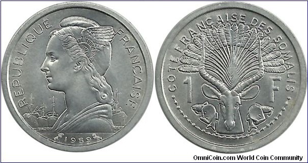 FrenchSomalia 1 Franc 1959