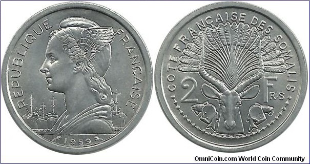 FrenchSomalia 2 Francs 1959