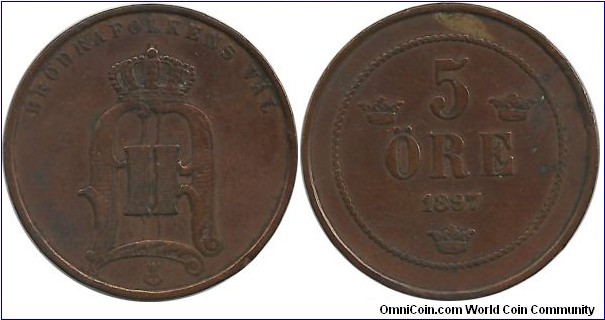 Sweden 5 Öre 1897