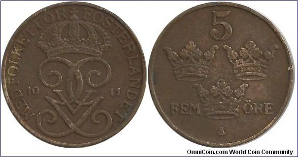 Sweden 5 Öre 1911