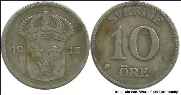 Sweden 10 Öre 1915