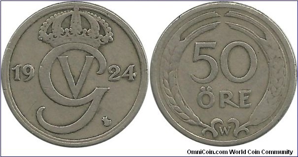 Sweden 50 Öre 1924W