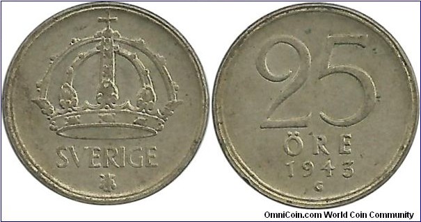 Sweden 25 Öre 1943