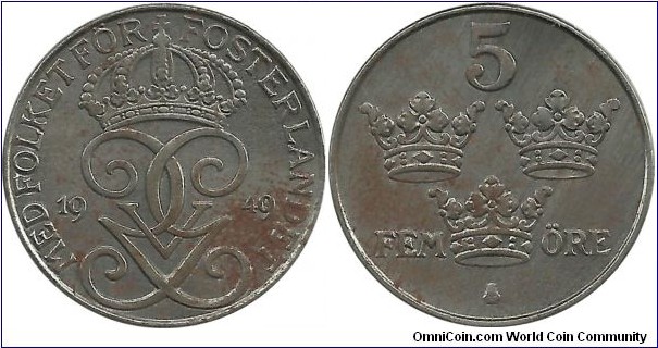 Sweden 5 Öre 1949
