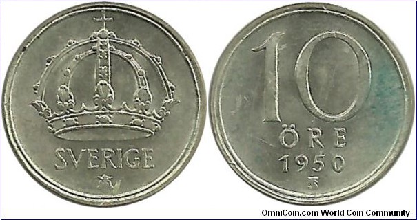 Sweden 10 Öre 1950