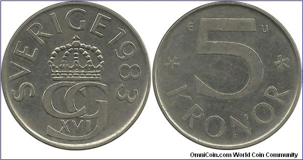 Sweden 5 Kronor 1983