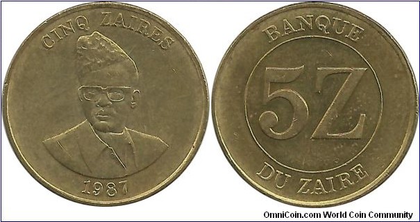 DRCongo 5 Zaire 1987