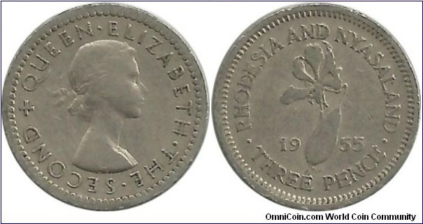 Rhodesia&Nyasaland 3 Pence 1955