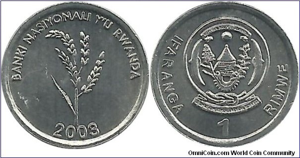 Rwanda 1 Franc 2003 - Banki Nasiyonali
