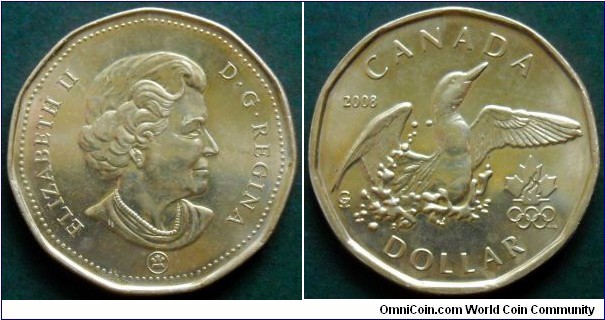 Canada 1 dollar.
2008, Olympic Lucky Loonie.